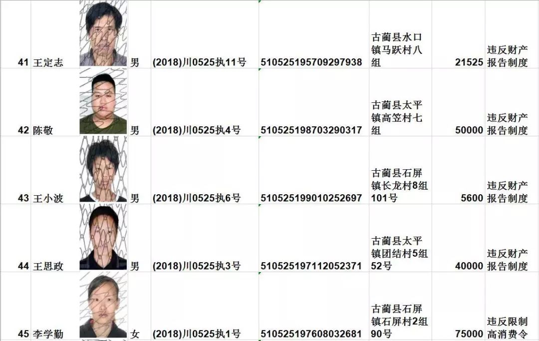 浙江龙泉最新老赖名单